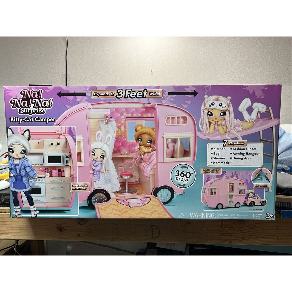 Na Na Na Surprise Kitty-Cat Camper Playset Pink Toy Car Vehicle for Fashion Doll
